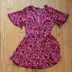Vici Vibrant Pink and Red Patterned Dress size XS